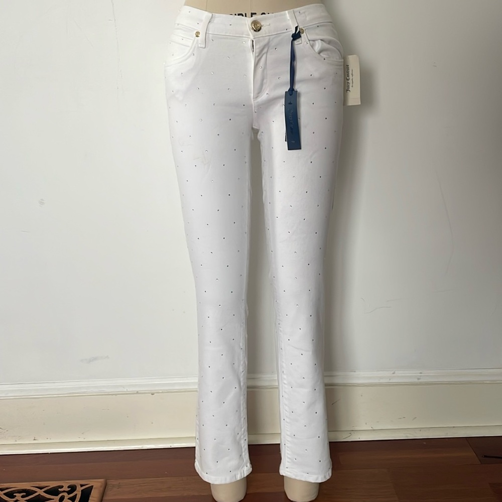 Juicy Couture white cropped diamond stud jeans
